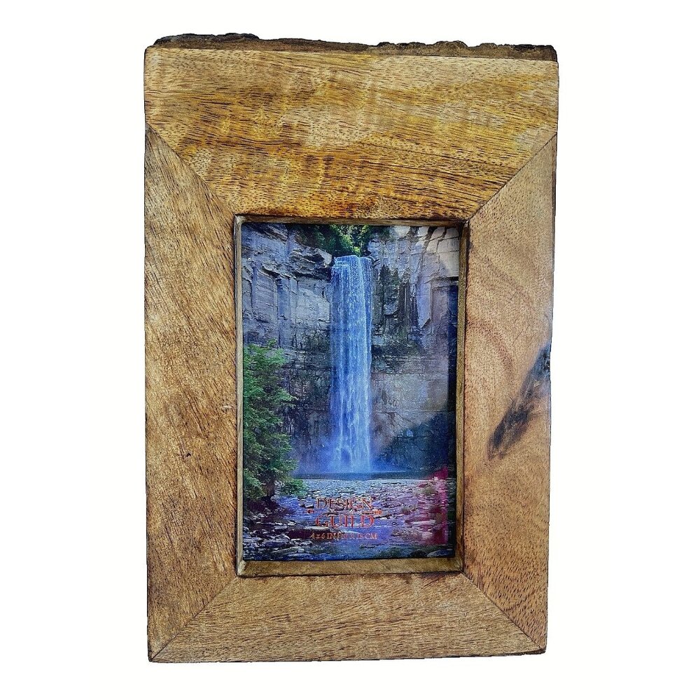 Design Guild 4 x 6 Wood Photo Frame Live Edge Top Portrait Lodge Cabin Rustic
